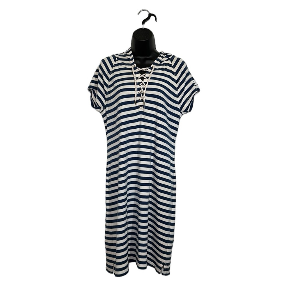 LRL Lauren Jeans Co. Ralph Lauren Striped Hooded Nautical Dress Sz L